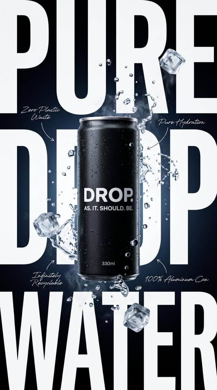 DROP mint functional water can in premium purple aluminium packaging