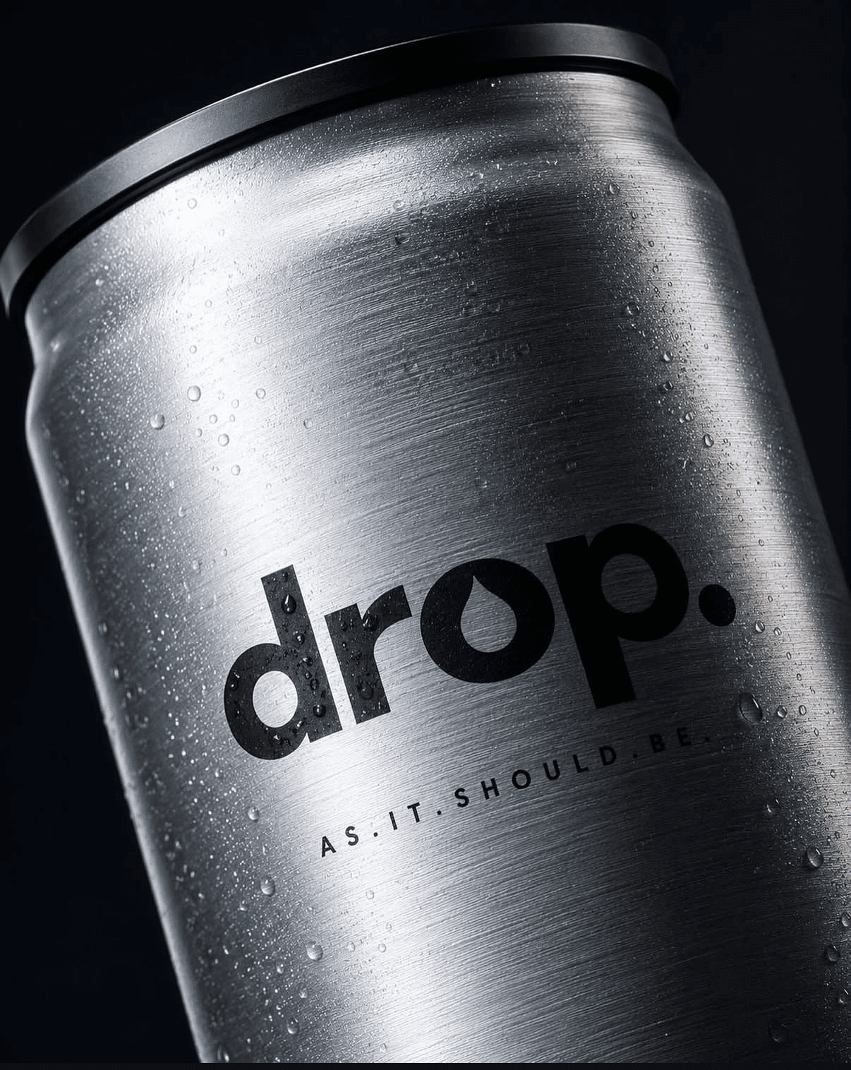 DROP sustainable packaged water brand website interface screenshot